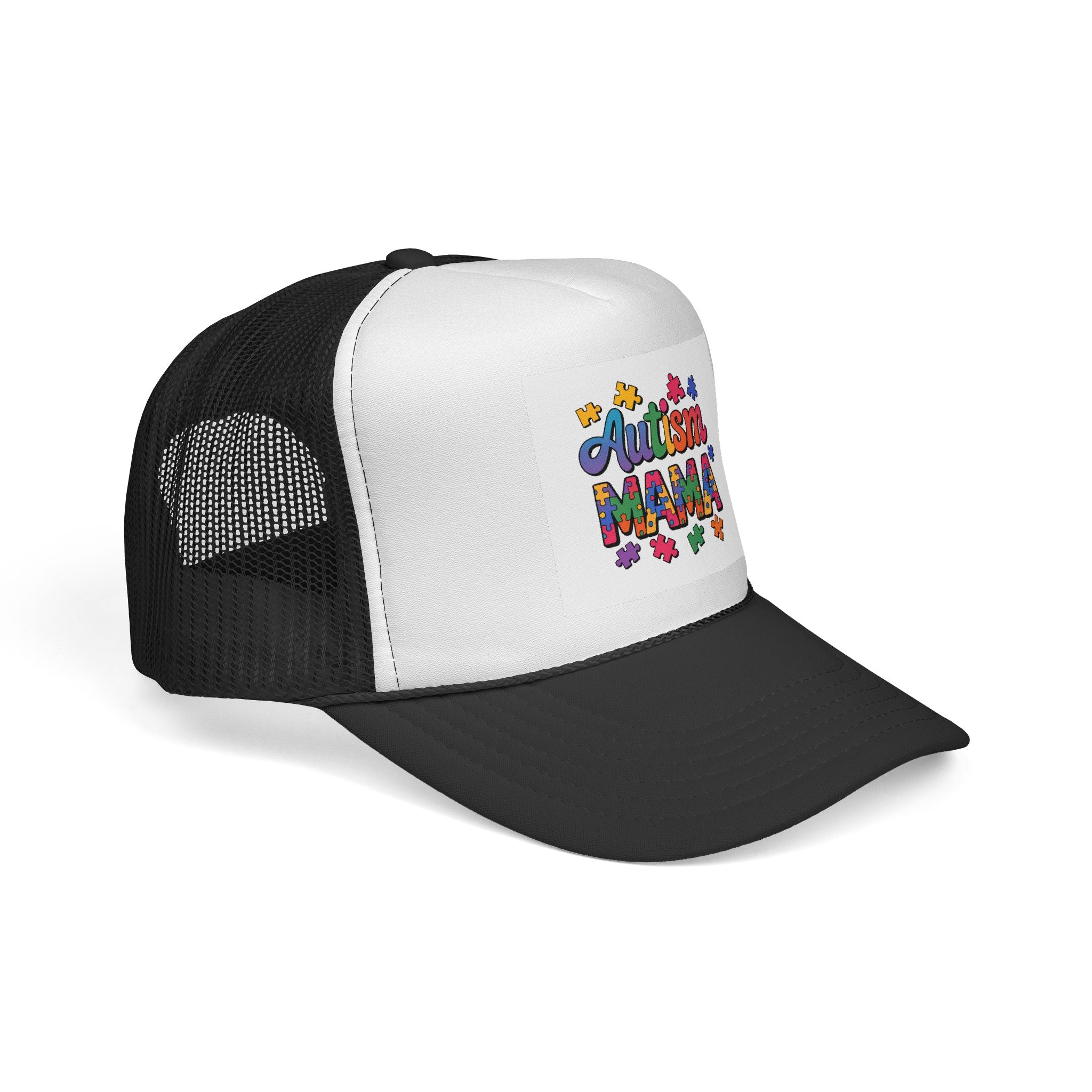 Autism Mama Trucker Hat — Colorful Puzzle Piece Support Cap