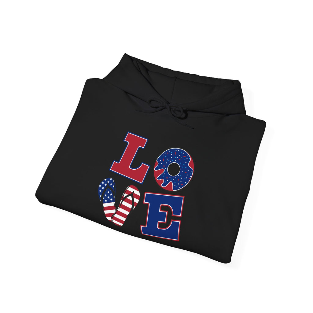 Patriotic "LOVE" Hoodie – American Flag Fourth of July Sweatshirt