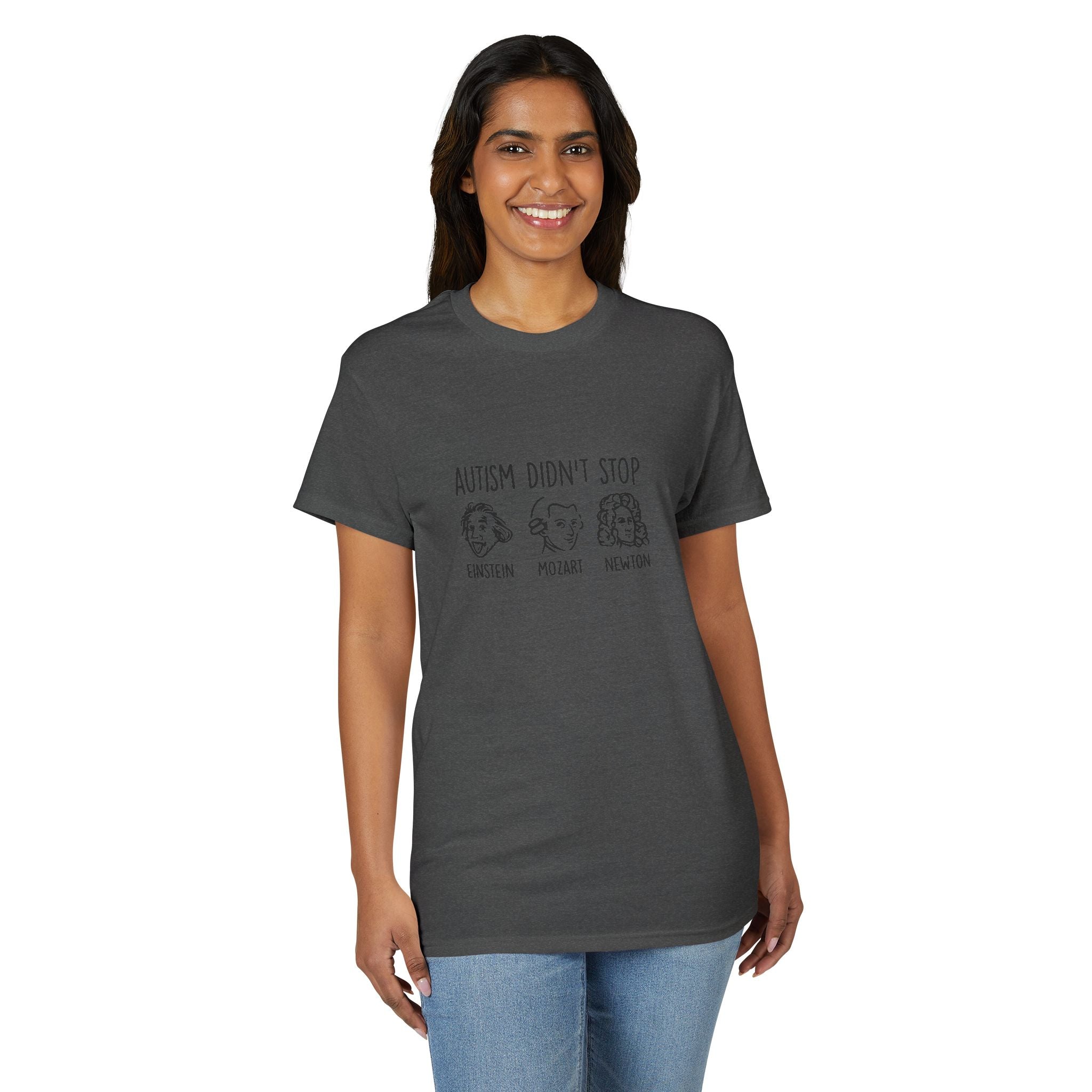 Autism Didn't Stop T‑Shirt — Einstein Mozart Newton Inspirational Tee
