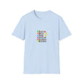 Teacher Traits T-Shirt — Playful Icons Listing ‘I’m Caring, Unique, Patient, Talented, Motivational, Supportive’