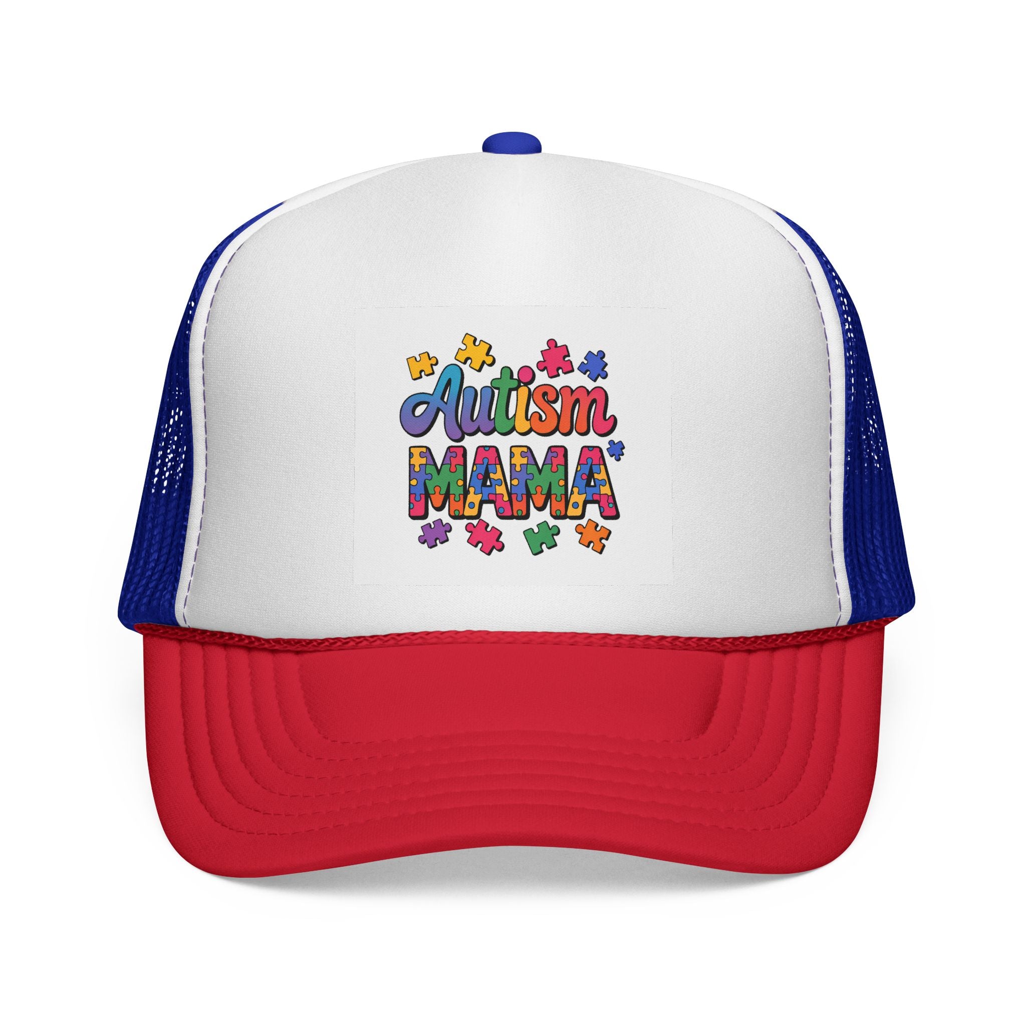 Autism Mama Trucker Hat — Colorful Puzzle Piece Support Cap