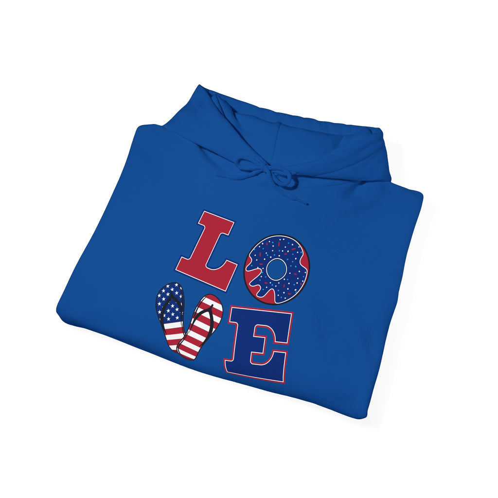 Patriotic "LOVE" Hoodie – American Flag Fourth of July Sweatshirt