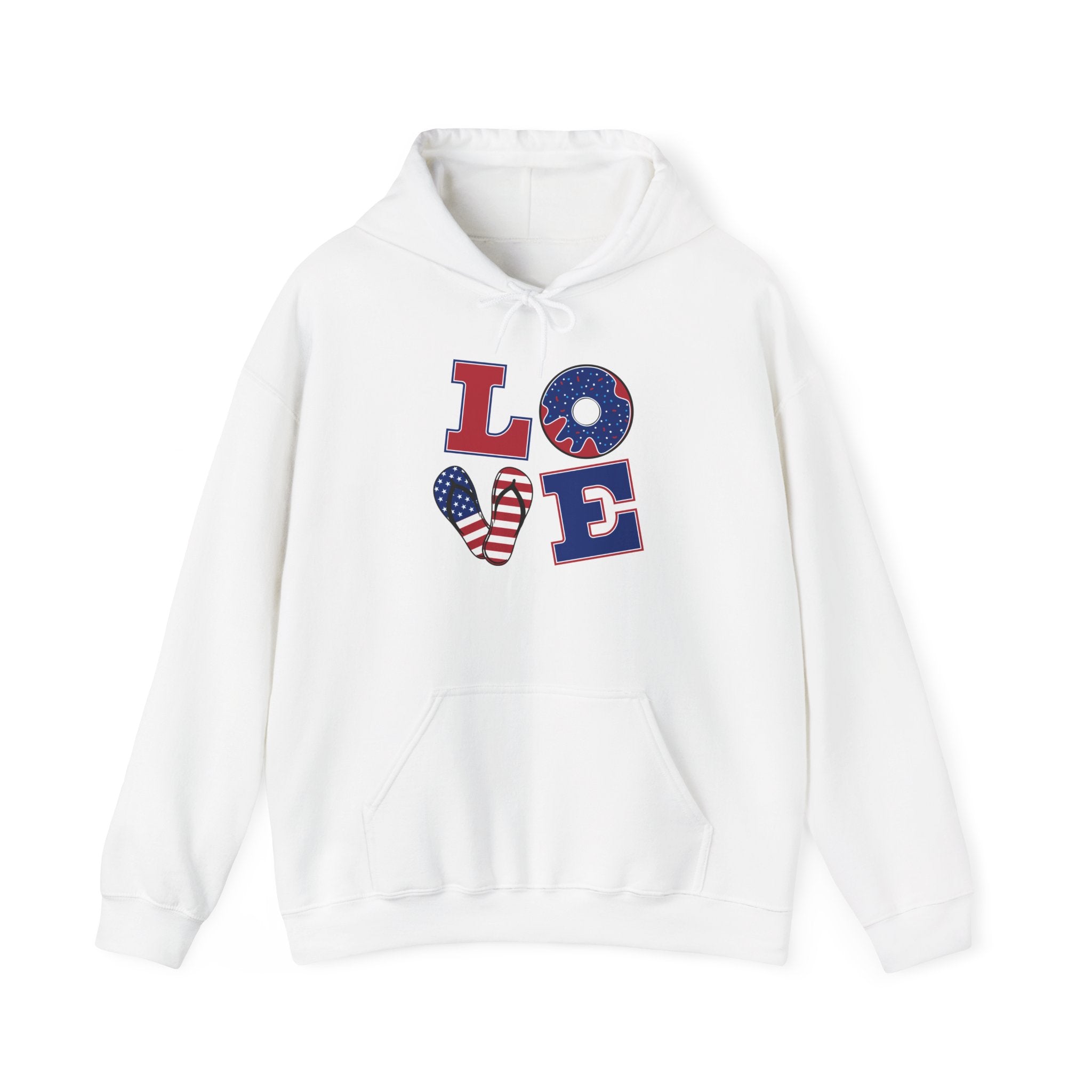 Patriotic "LOVE" Hoodie – American Flag Fourth of July Sweatshirt