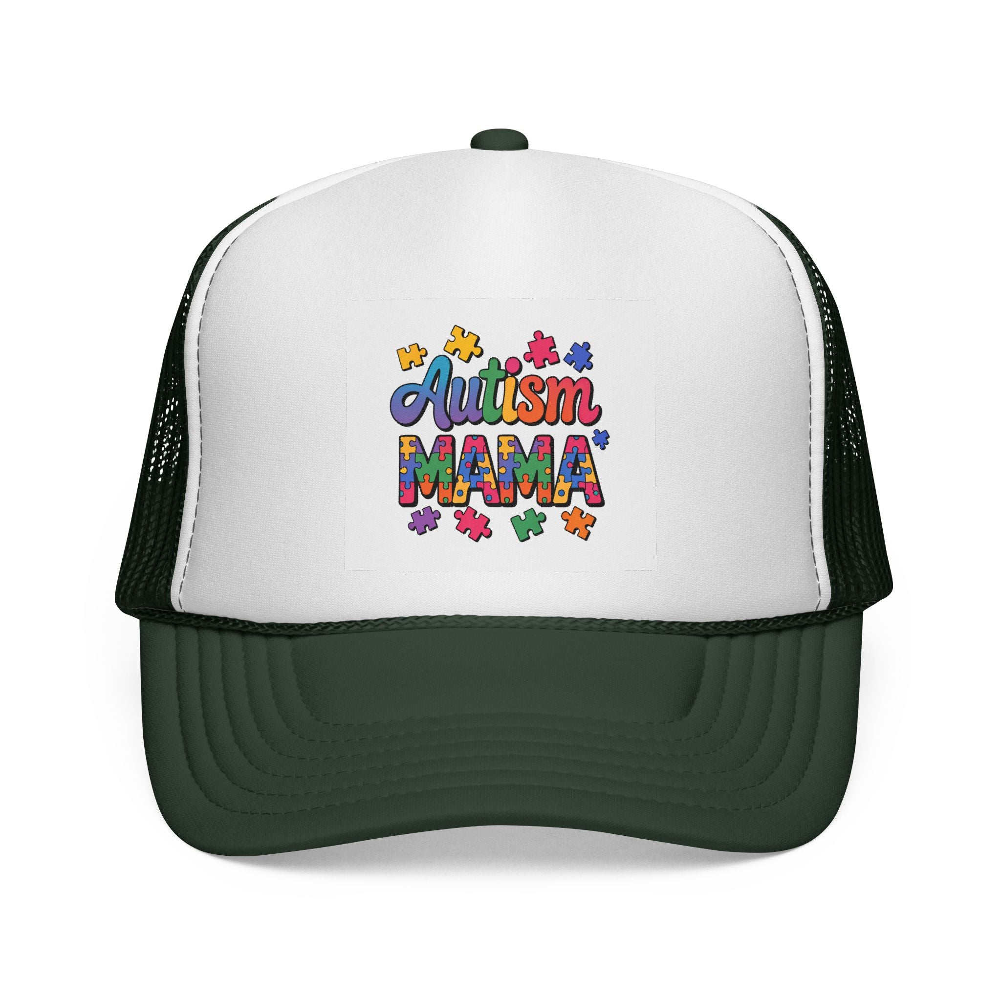 Autism Mama Trucker Hat — Colorful Puzzle Piece Support Cap
