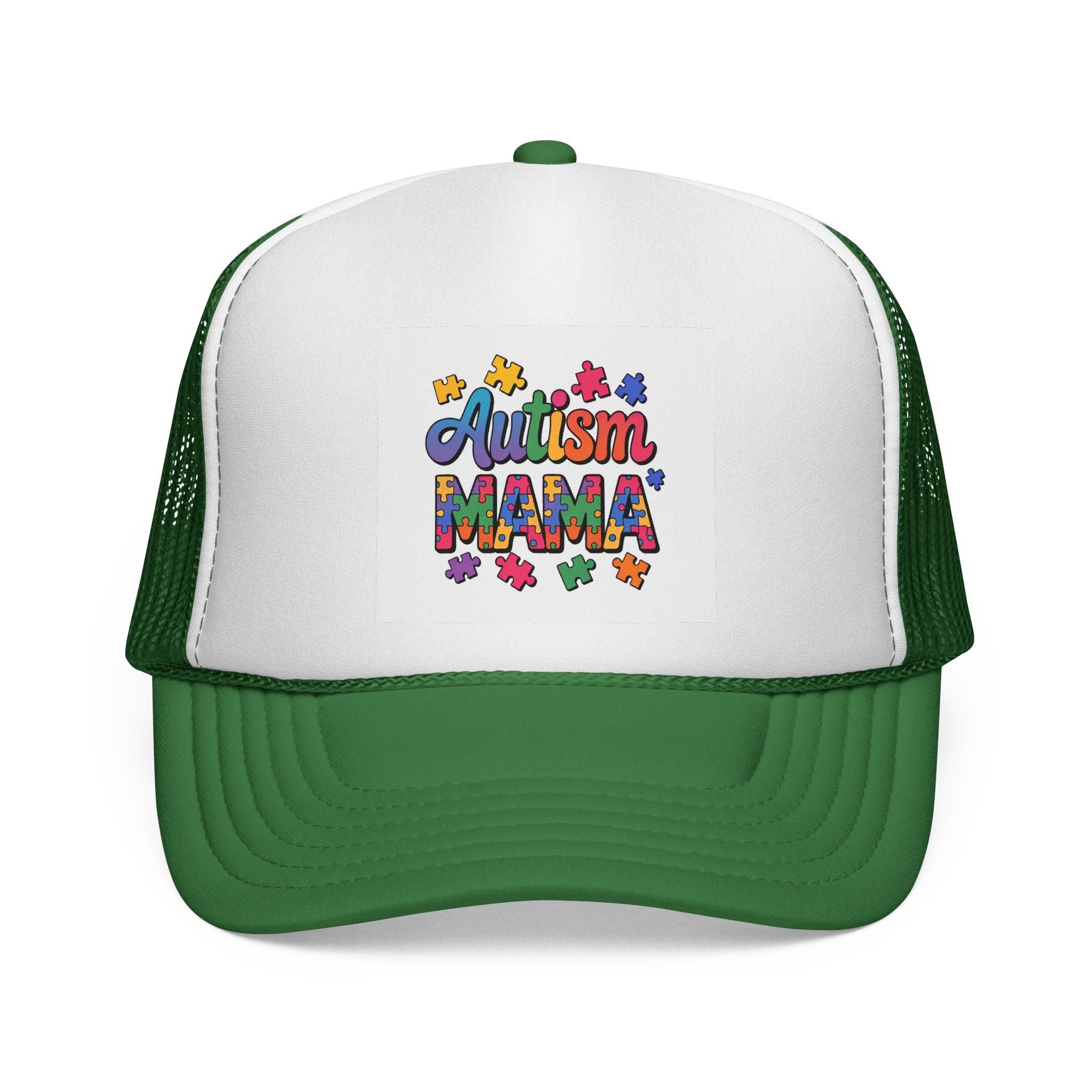 Autism Mama Trucker Hat — Colorful Puzzle Piece Support Cap
