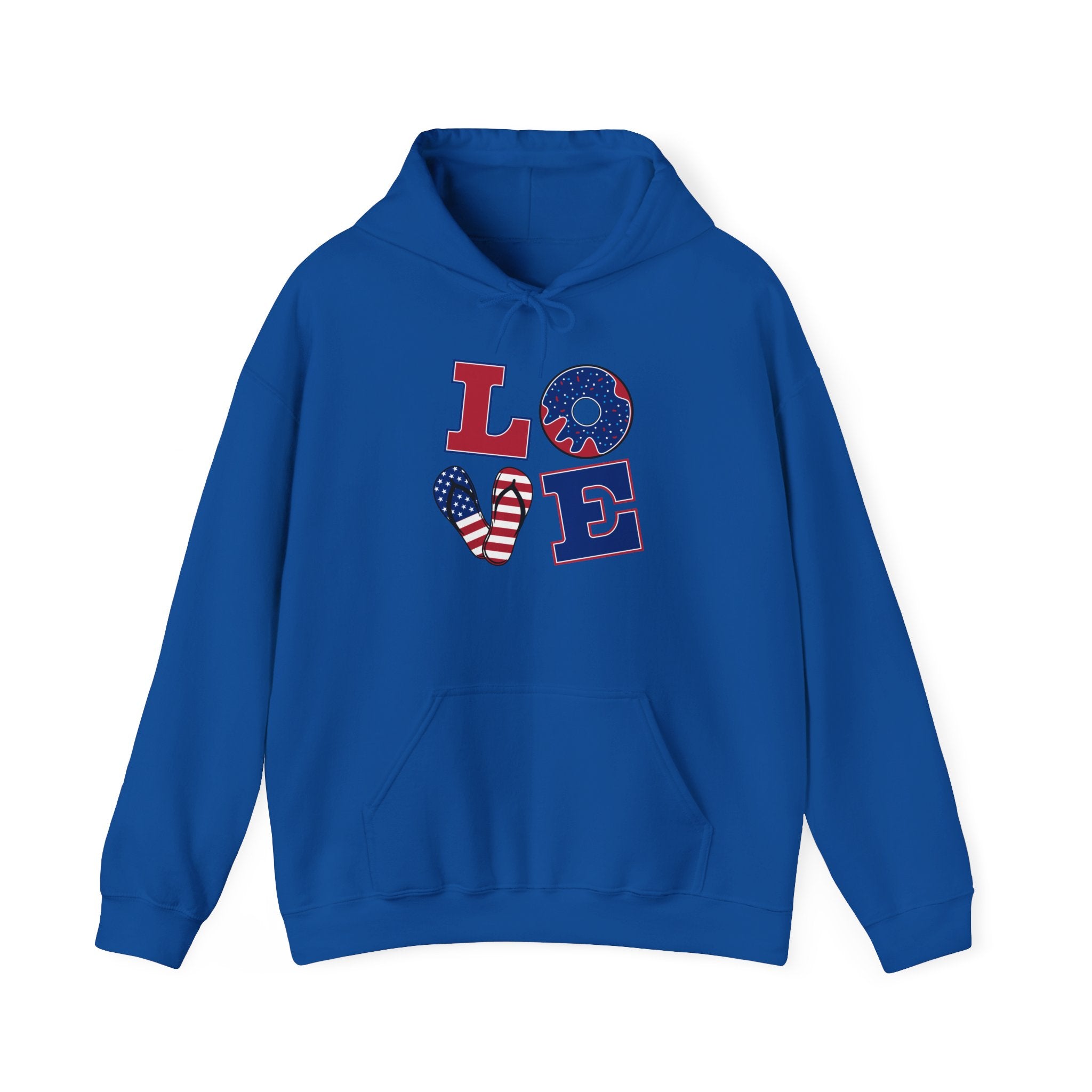 Patriotic "LOVE" Hoodie – American Flag Fourth of July Sweatshirt
