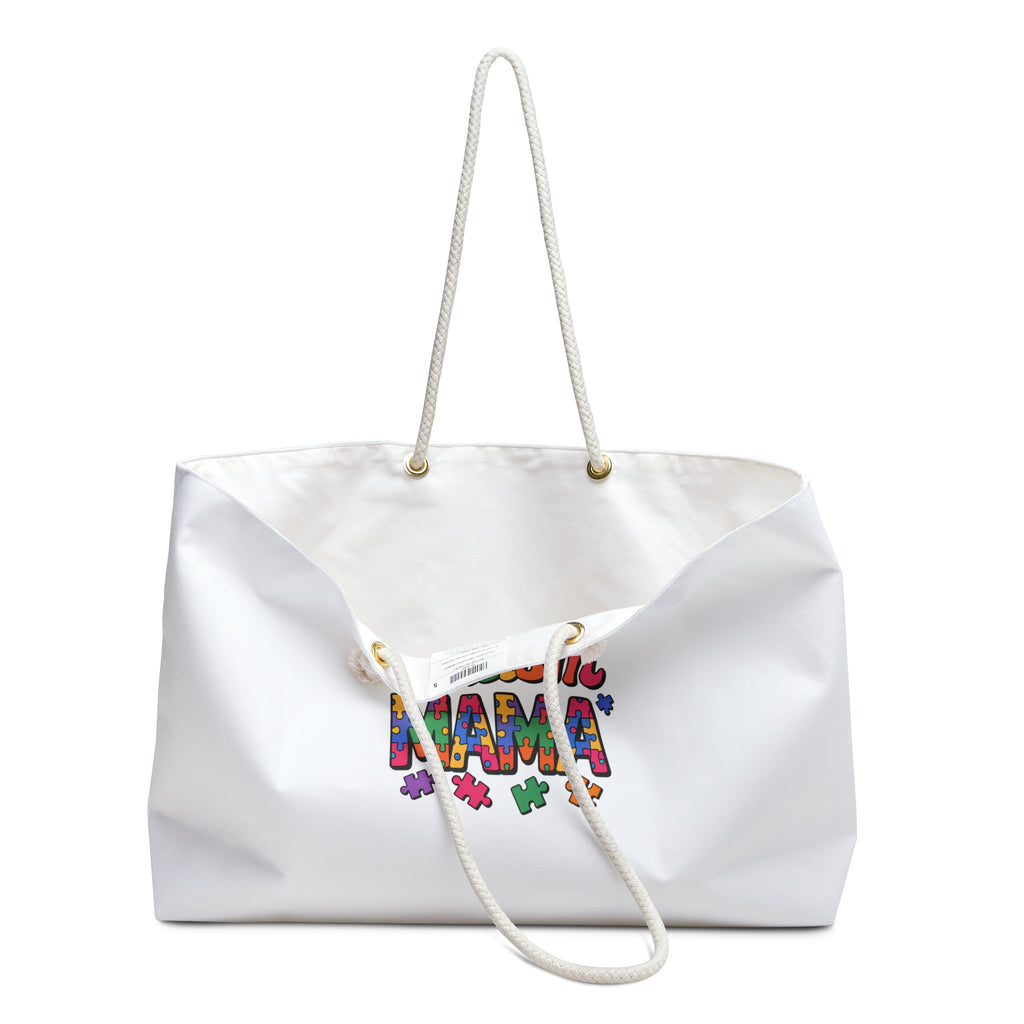 Weekender Bag — "Autism Mama" Colorful Puzzle Heart Travel Tote