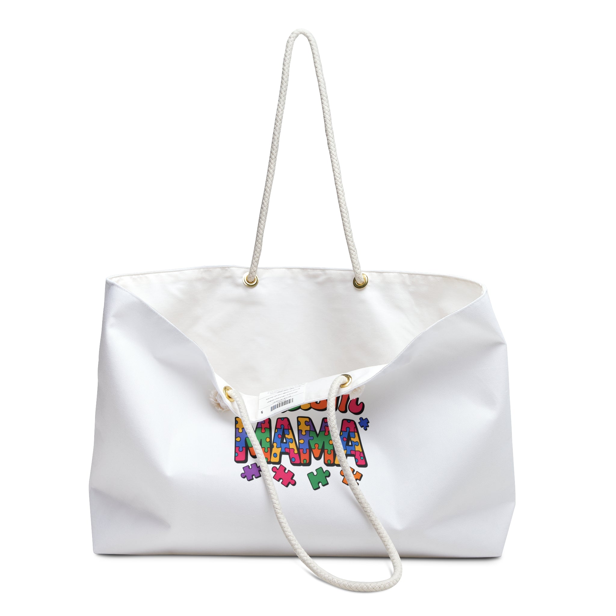Weekender Bag — "Autism Mama" Colorful Puzzle Heart Travel Tote