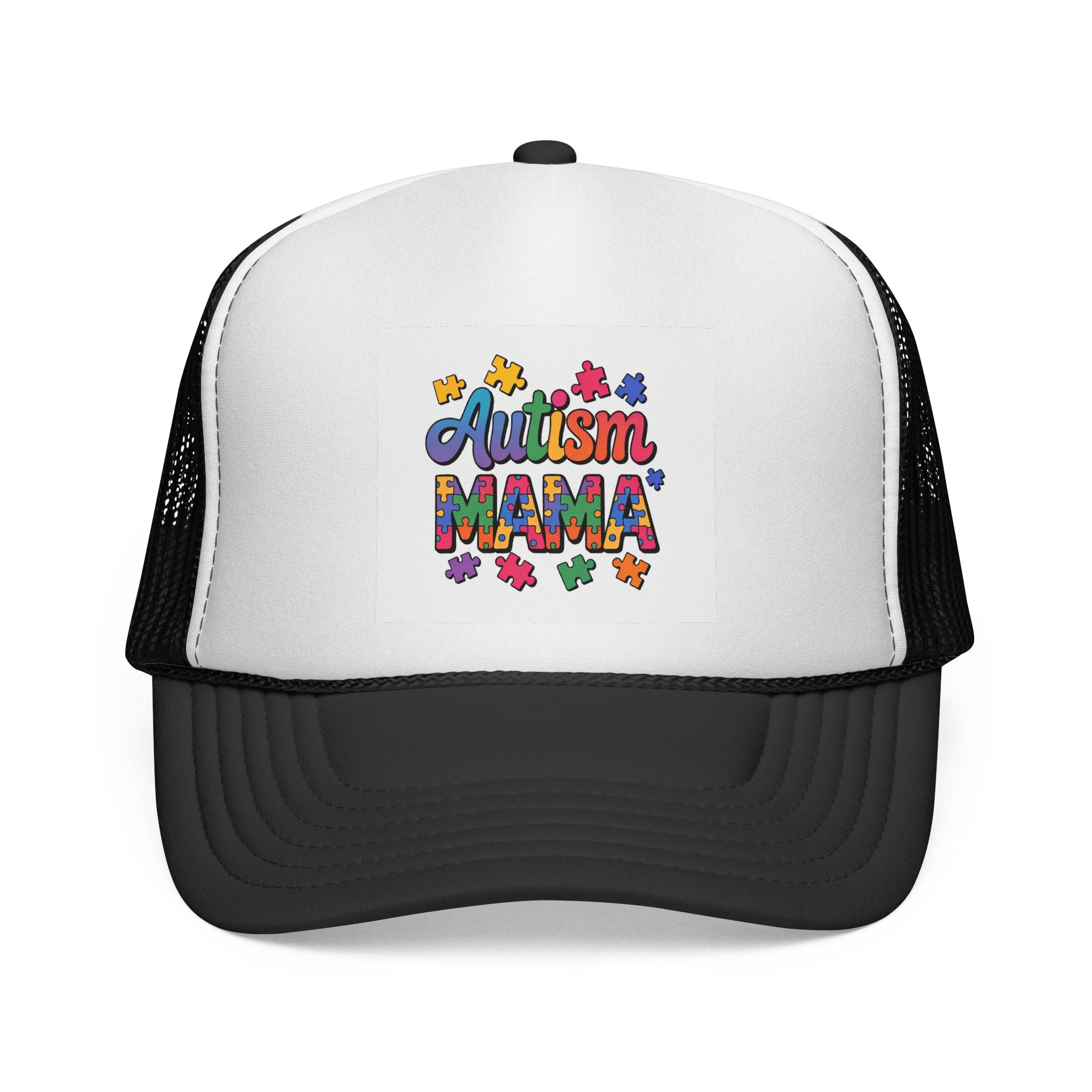 Autism Mama Trucker Hat — Colorful Puzzle Piece Support Cap