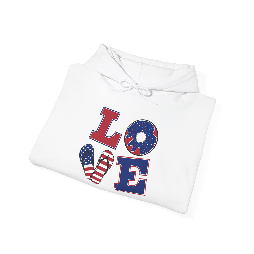 Patriotic "LOVE" Hoodie – American Flag Fourth of July Sweatshirt