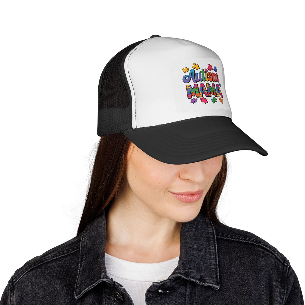 Autism Mama Trucker Hat — Colorful Puzzle Piece Support Cap