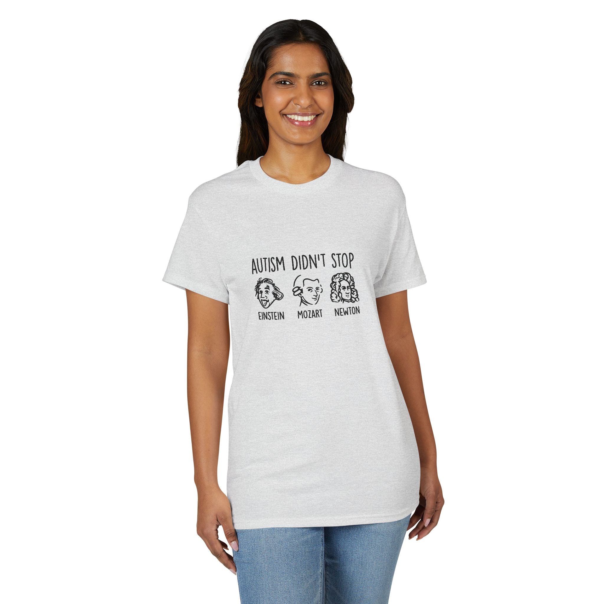Autism Didn't Stop T‑Shirt — Einstein Mozart Newton Inspirational Tee