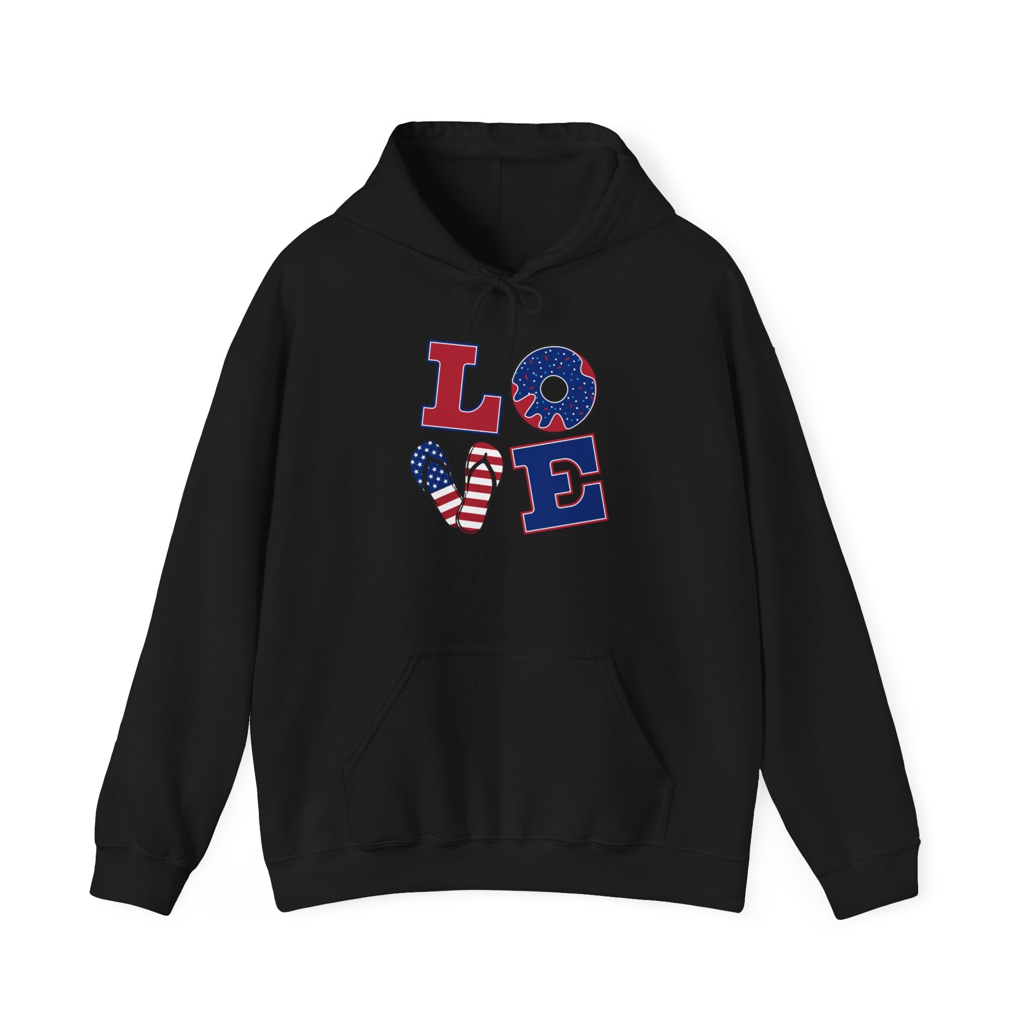 Patriotic "LOVE" Hoodie – American Flag Fourth of July Sweatshirt