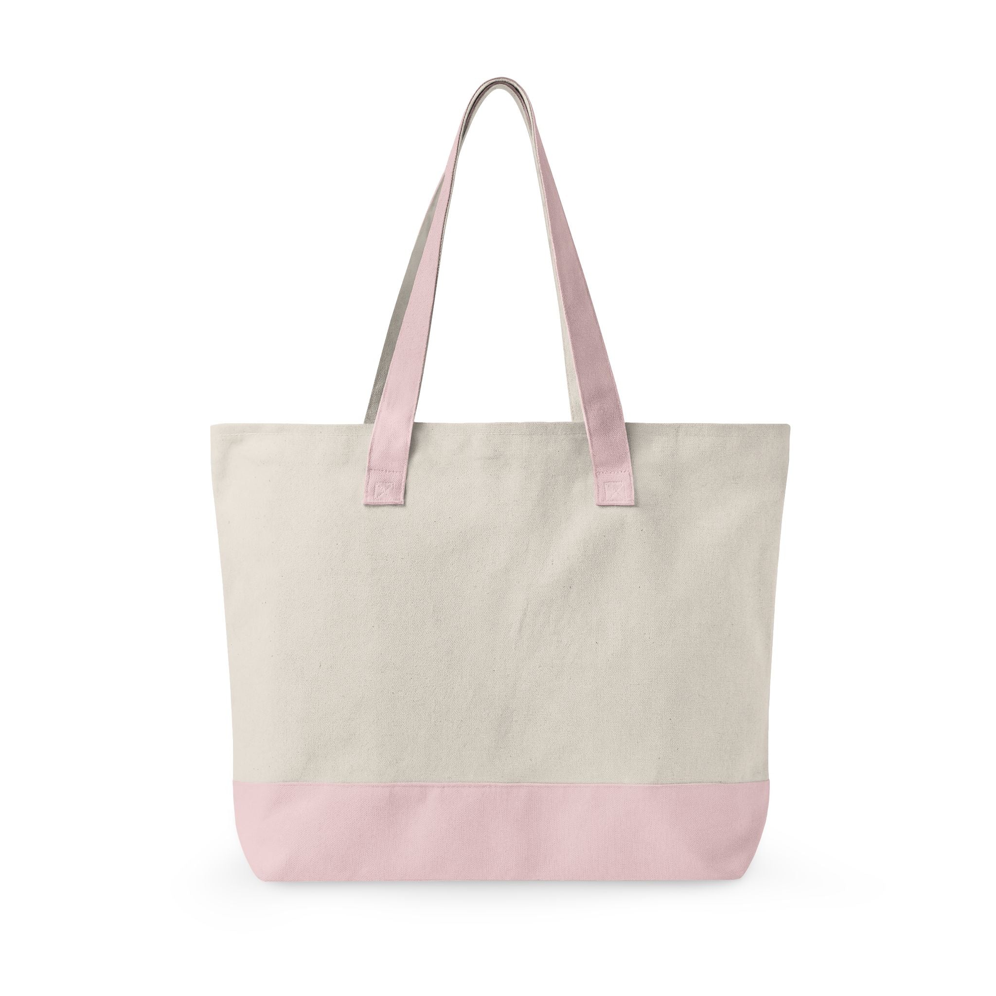 Zippered Canvas Tote — Colorful Floral Quote Design, Durable Pink-Bottom Shoulder Bag
