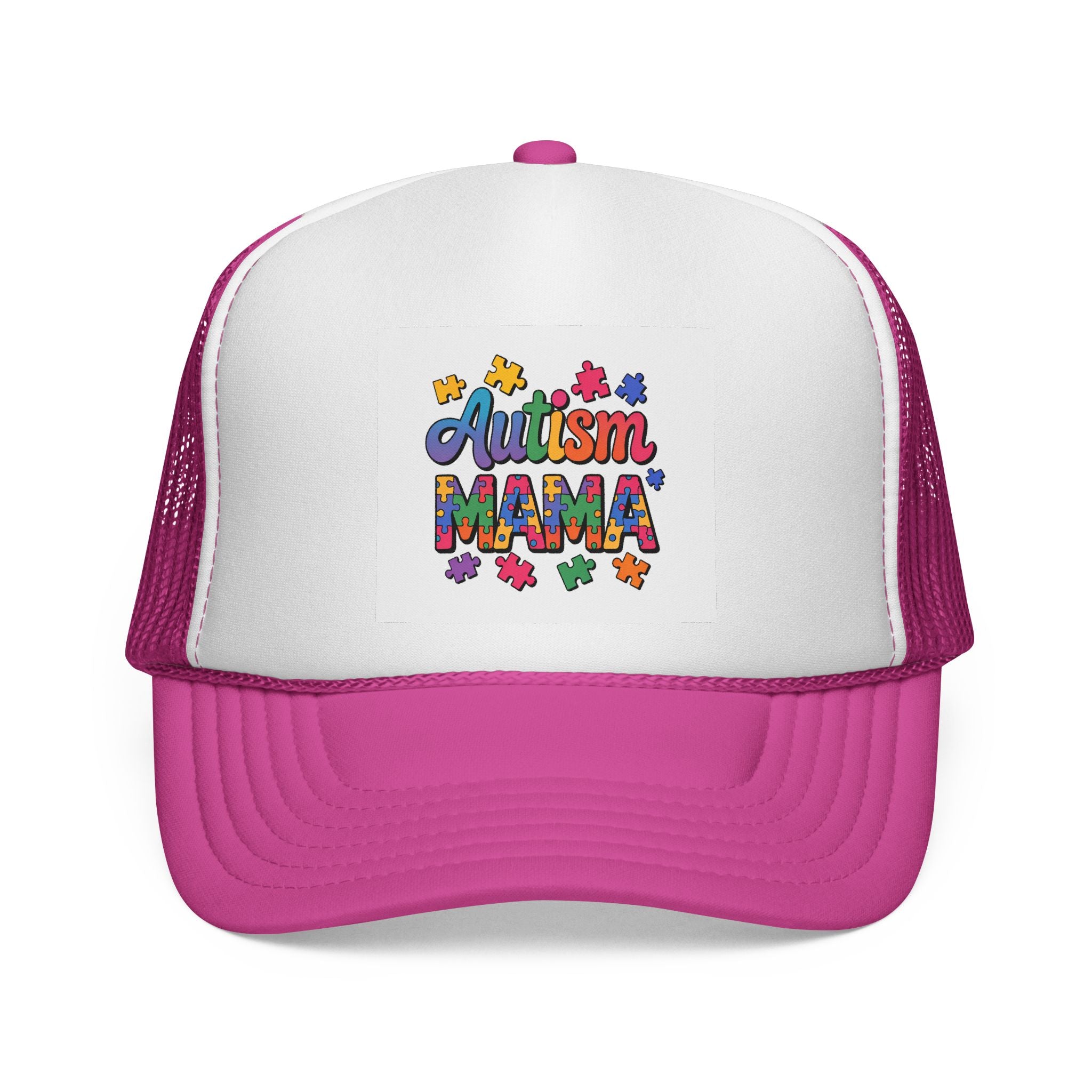 Autism Mama Trucker Hat — Colorful Puzzle Piece Support Cap