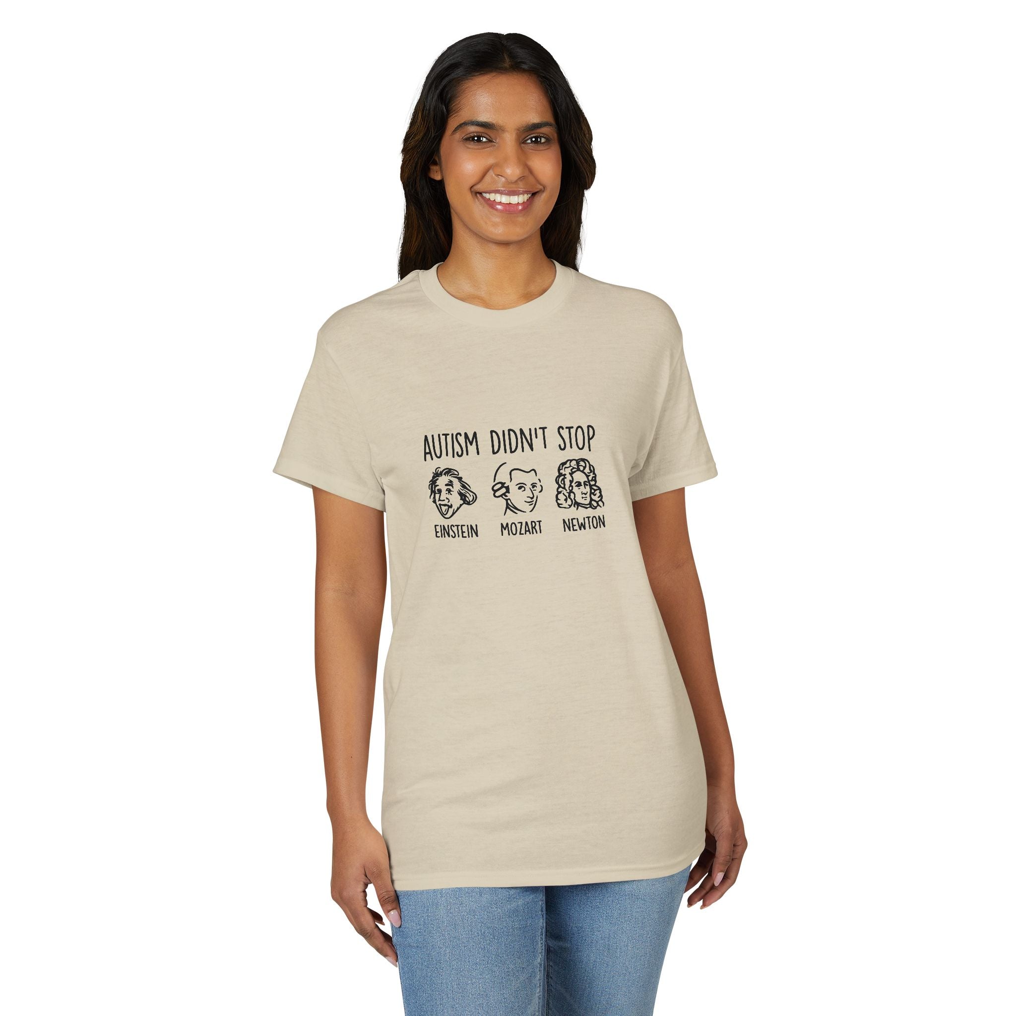 Autism Didn't Stop T‑Shirt — Einstein Mozart Newton Inspirational Tee