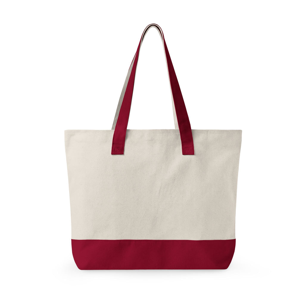 Zippered Canvas Tote — Colorful Floral Quote Design, Durable Pink-Bottom Shoulder Bag